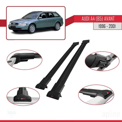 Compatible with Audi A4 (B5) Avant 1996-2001 Fly Model Car Roof Rack Cross Bar Black Aluminium 2 Bars