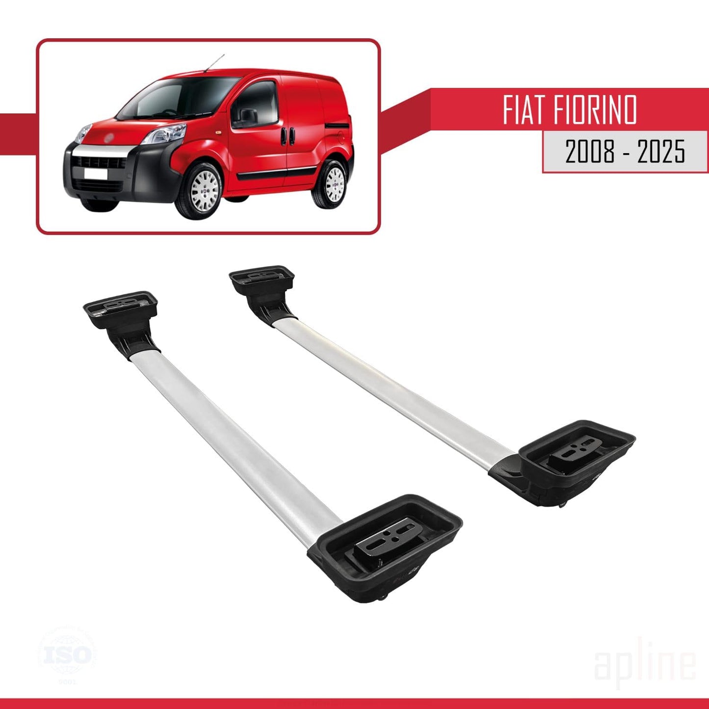 Compatible with Fiat Fiorino 2008-2025 ACE-3 Car Roof Rack Cross Bar Grey Aluminium 2 Bars