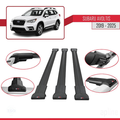 Compatible with Subaru Evoltis 2019-2025 Fly Model Car Roof Rack Cross Bar Black Aluminium 3 Bars