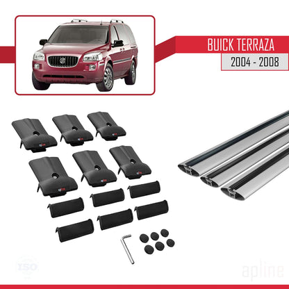 Compatible with Buick Terraza CXL 2004-2008 Fly Model Car Roof Rack Cross Bar Grey Aluminium 3 Bars