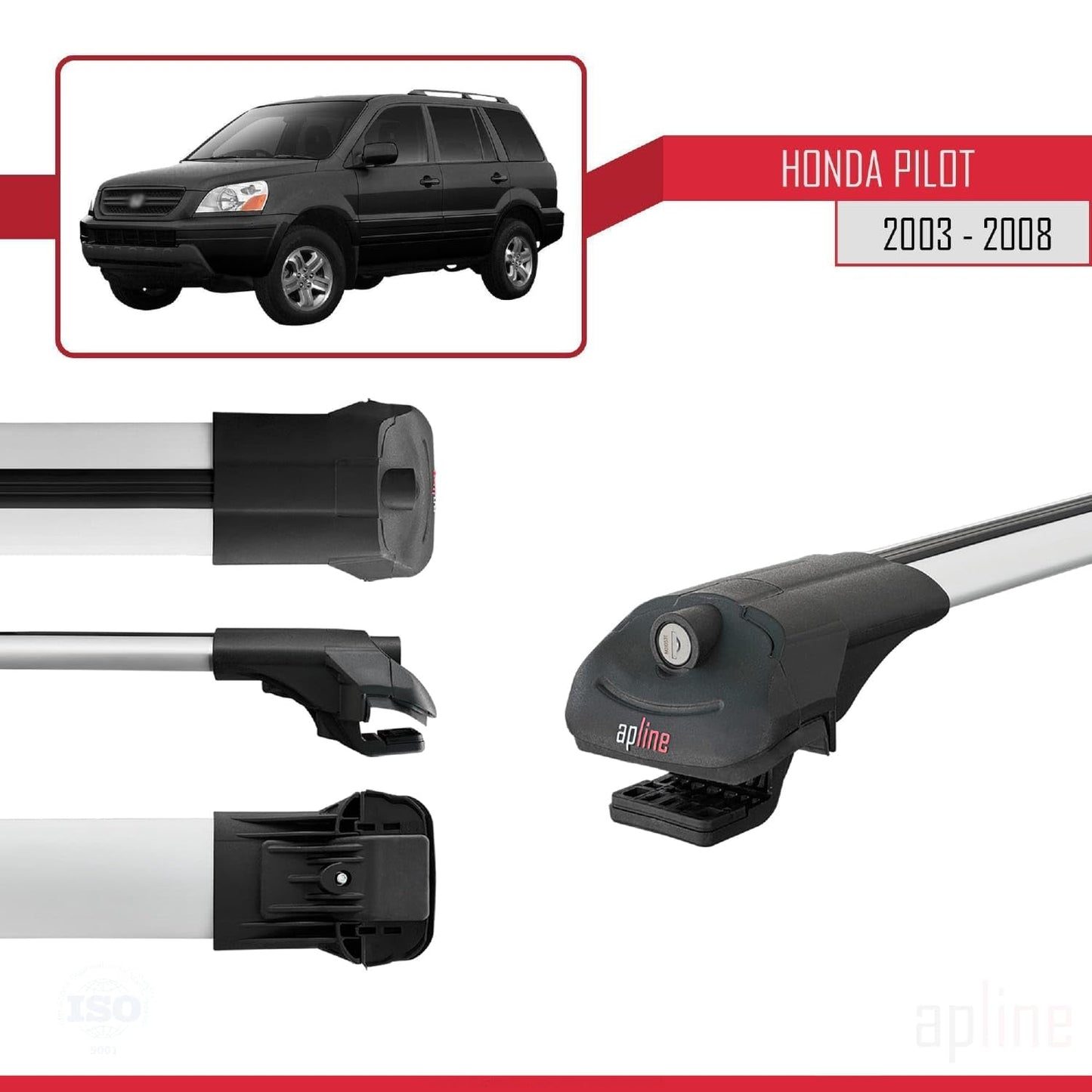 Compatible with Honda Pilot 2003-2008 ACE-1 Car Roof Rack Cross Bar Grey Aluminium 2 Bars