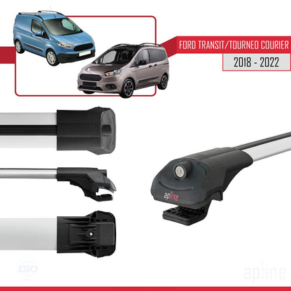 Compatible with Ford Transit/Tourneo Courier Post-Facelift 2018-2022 ACE-1 Car Roof Rack Cross Bar Grey Aluminium 2 Bars