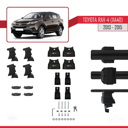 Compatible with Toyota RAV4 IV (XA40) Pre-Facelift 2013-2015 ACE-4 Car Roof Rack Cross Bar Black Aluminium 2 Bars