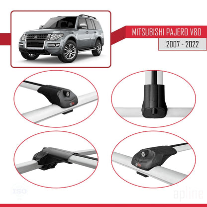 Compatible with Mitsubishi Pajero (V80) 2007-2022 ACE-1 Car Roof Rack Cross Bar Grey Aluminium 3 Bars