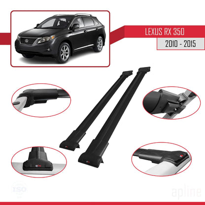 Compatible with Lexus RX 3 (AL10) 2010-2015 Fly Model Car Roof Rack Cross Bar Black Aluminium 2 Bars