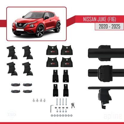 Compatible with Nissan Juke 2 (F16) 2020-2025 ACE-4 Car Roof Rack Cross Bar Black Aluminium 2 Bars