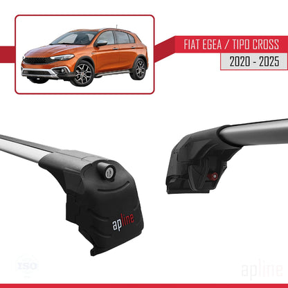Compatible with Fiat Egea Cross 2020-2025 ACE-2 Car Roof Rack Cross Bar Grey Aluminium 2 Bars