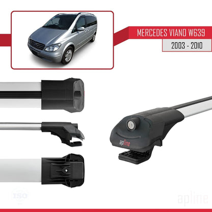 Compatible with Mercedes Viano 2 (W639) Pre-Facelift 2003-2010 ACE-1 Car Roof Rack Cross Bar Grey Aluminium 3 Bars