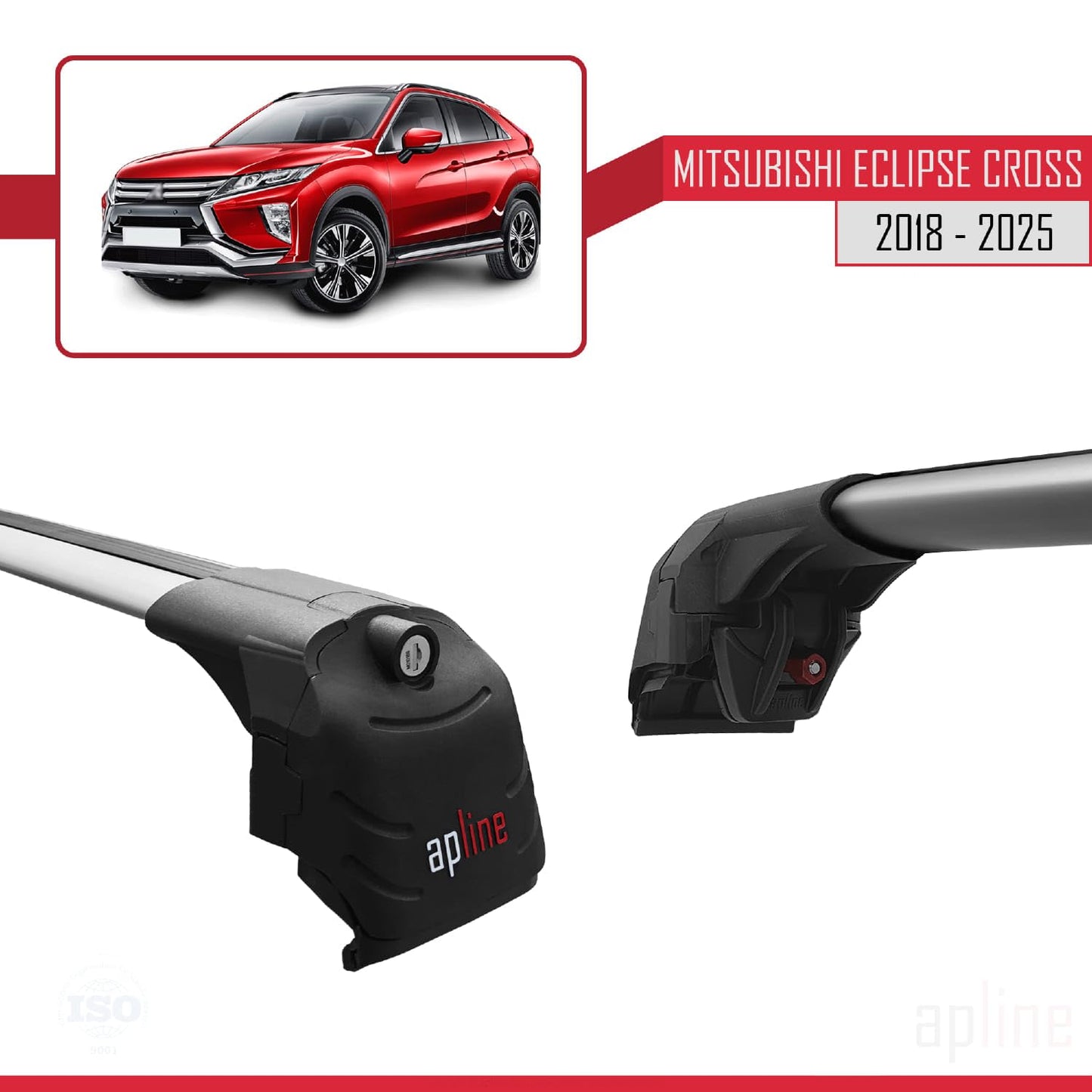 Compatible with Mitsubishi Eclipse Cross (GK) 2018-2025 ACE-2 Car Roof Rack Cross Bar Grey Aluminium 2 Bars