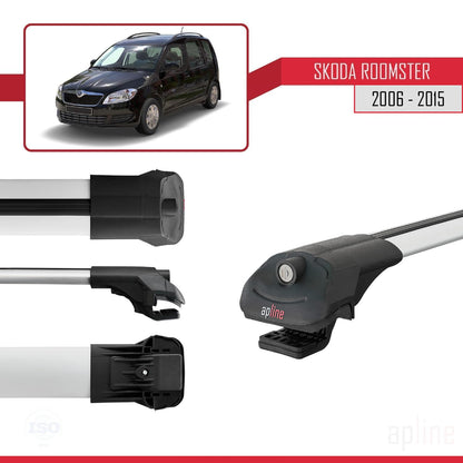 Compatible with Skoda Roomster 2006-2015 ACE-1 Car Roof Rack Cross Bar Grey Aluminium 3 Bars