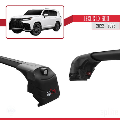 Compatible with Lexus LX 600 2022-2025 ACE-2 Car Roof Rack Cross Bar Black Aluminium 2 Bars