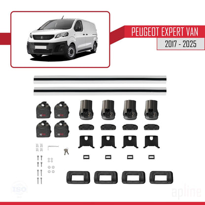 Compatible with Peugeot Expert Van 2017-2025 ACE-3 Car Roof Rack Cross Bar Grey Aluminium 2 Bars