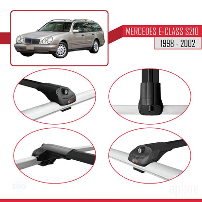 Compatible with Mercedes E Class S210 Wagon 1998-2002 ACE-1 Car Roof Rack Cross Bar Black Aluminium 2 Bars