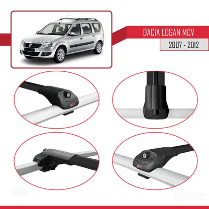Compatible with Dacia Logan 2 MCV (K52) 2007-2012 ACE-1 Car Roof Rack Cross Bar Black Aluminium 2 Bars
