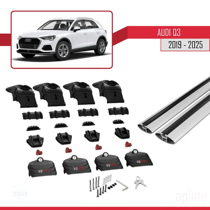 Compatible with Audi Q3 (F3) 2019-2025 ACE-2 Car Roof Rack Cross Bar Grey Aluminium 2 Bars