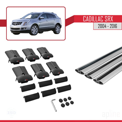 Compatible with Cadillac SRX 2004-2016 Fly Model Car Roof Rack Cross Bar Grey Aluminium 3 Bars