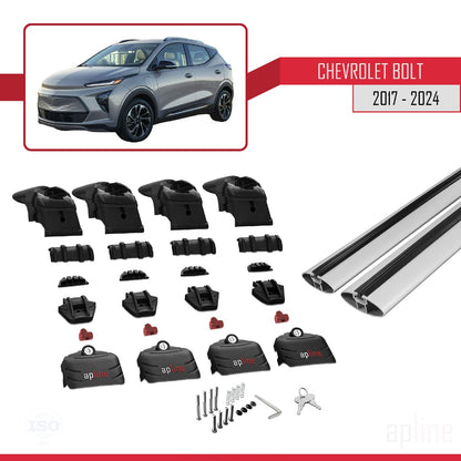 Compatible with Chevrolet Bolt 2017-2024 ACE-2 Car Roof Rack Cross Bar Grey Aluminium 2 Bars