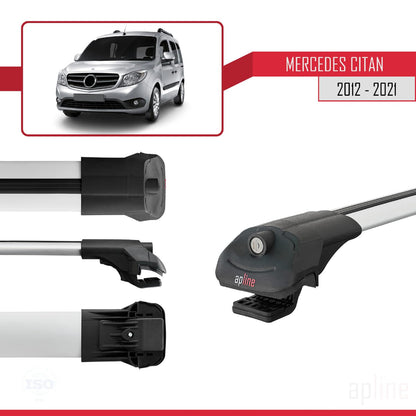 Compatible with Mercedes Citan (W415) 2012-2021 ACE-1 Car Roof Rack Cross Bar Grey Aluminium 3 Bars