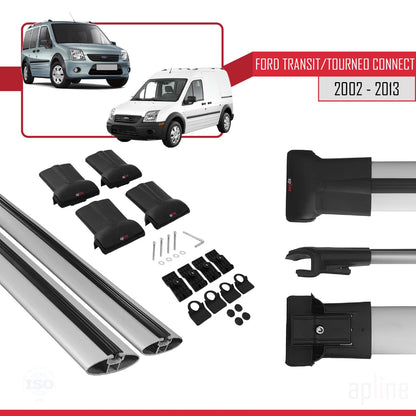 Compatible with Ford Transit/Tourneo Connect 2002-2013 Fly Model Car Roof Rack Cross Bar Grey Aluminium 2 Bars