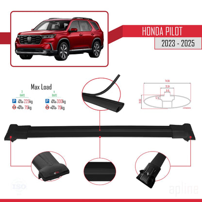 Compatible with Honda Pilot 2023-2025 Fly Model Car Roof Rack Cross Bar Black Aluminium 3 Bars