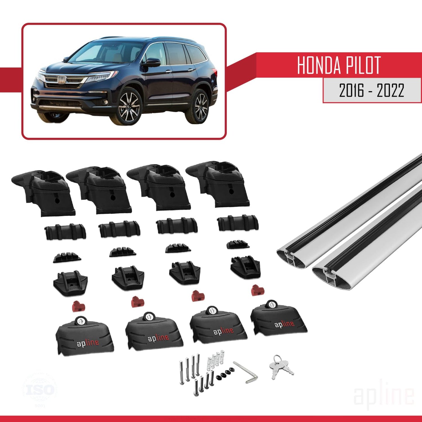 Compatible with Honda Pilot 2016-2022 ACE-2 Car Roof Rack Cross Bar Grey Aluminium 2 Bars