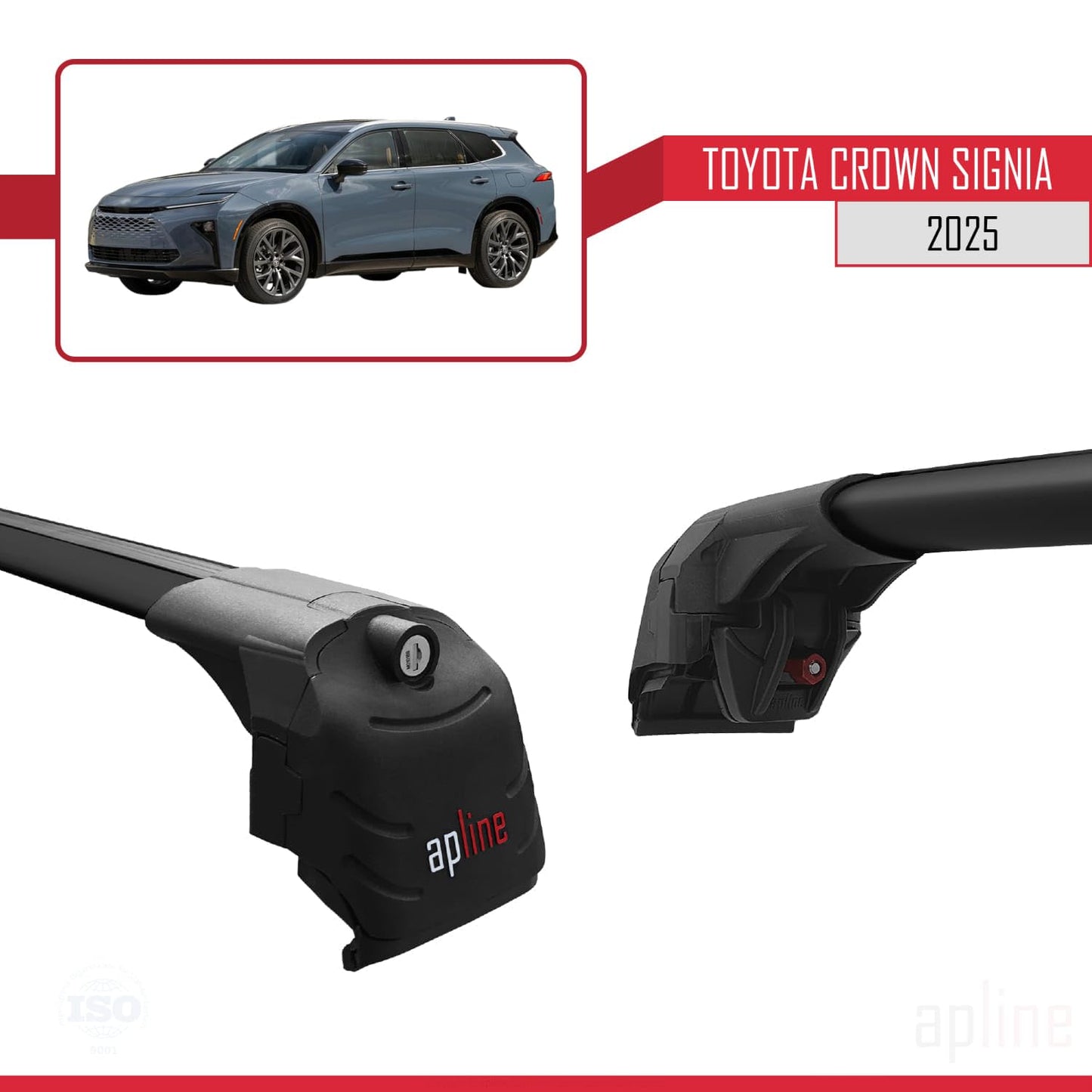 Compatible with Toyota Crown Signia 2025 ACE-2 Car Roof Rack Cross Bar Black Aluminium 2 Bars