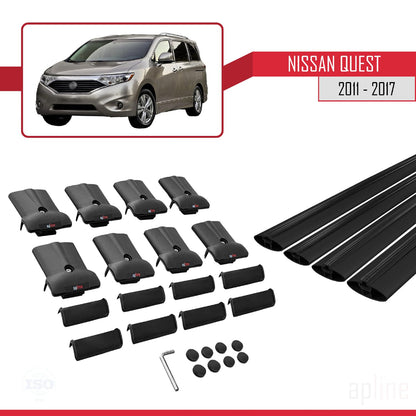 Compatible with Nissan Quest 2011-2017 Fly Model Car Roof Rack Cross Bar Black Aluminium 4 Bars