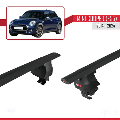 Compatible with Mini Cooper (F55) 2014-2024 ACE-4 Car Roof Rack Cross Bar Black Aluminium 2 Bars