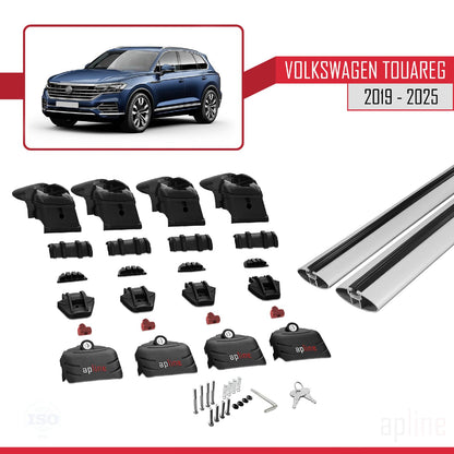 Compatible with Volkswagen Touareg 3 (CR) 2019-2025 ACE-2 Car Roof Rack Cross Bar Grey Aluminium 2 Bars