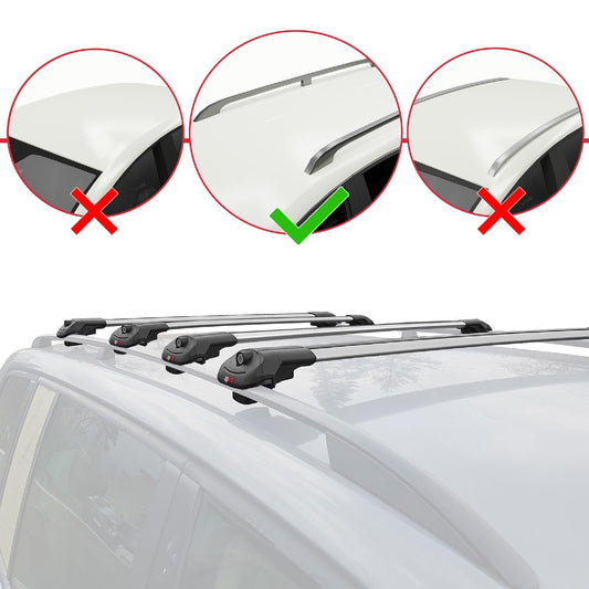 Compatible with Volkswagen T5 Transporter 2003-2015 ACE-1 Car Roof Rack Cross Bar Grey Aluminium 4 Bars