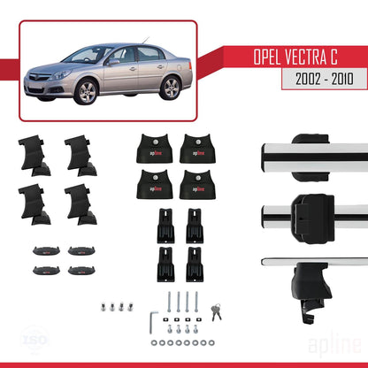 Compatible with Opel Vectra C 2002-2010 ACE-4 Car Roof Rack Cross Bar Grey Aluminium 2 Bars