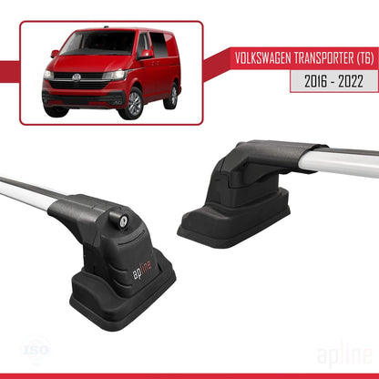 Compatible with Volkswagen Transporter (T6) 2016-2022 ACE-3 Car Roof Rack Cross Bar Grey Aluminium 2 Bars