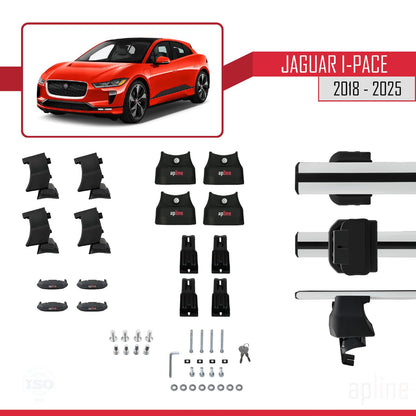 Compatible with Jaguar I-Pace 2018-2025 ACE-4 Car Roof Rack Cross Bar Grey Aluminium 2 Bars