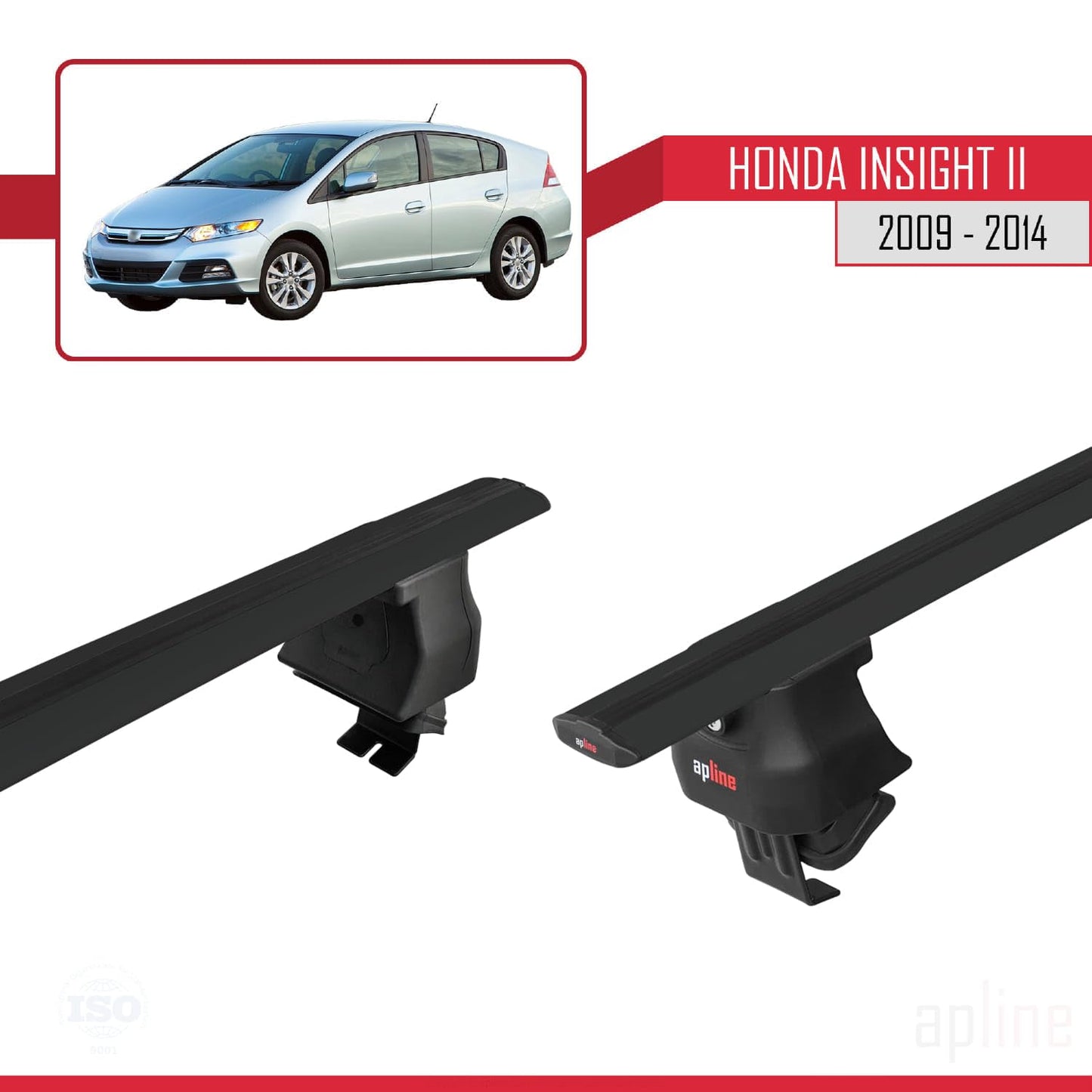 Compatible with Honda Insight 2 (ZE2) 2009-2014 ACE-4 Car Roof Rack Cross Bar Black Aluminium 2 Bars