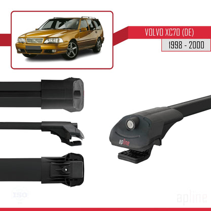 Compatible with Volvo XC70 1998-2000 ACE-1 Car Roof Rack Cross Bar Black Aluminium 2 Bars