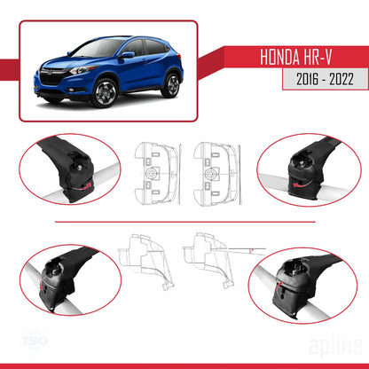Compatible with Honda HR-V 2016-2022 ACE-2 Car Roof Rack Cross Bar Black Aluminium 2 Bars