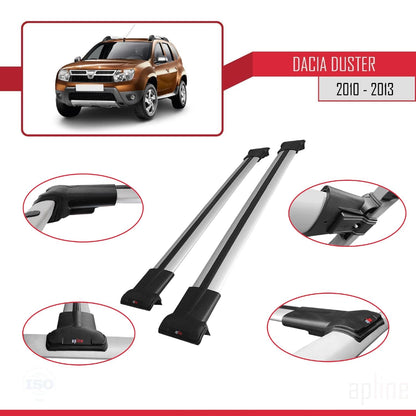 Compatible with Dacia Duster (HS) Pre-Facelift 2010-2013 Fly Model Car Roof Rack Cross Bar Grey Aluminium 2 Bars