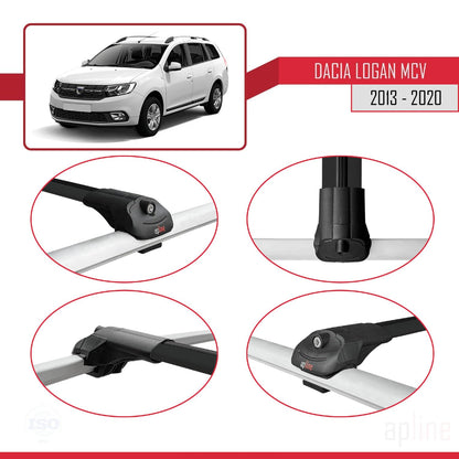 Compatible with Dacia Logan 2 MCV (K52) 2013-2020 ACE-1 Car Roof Rack Cross Bar Black Aluminium 2 Bars