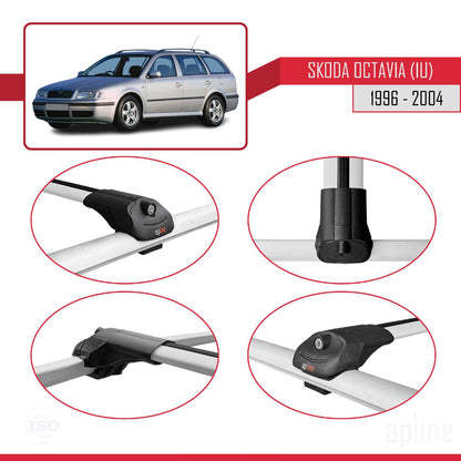 Compatible with Skoda Octavia (1U) 1996-2004 ACE-1 Car Roof Rack Cross Bar Grey Aluminium 3 Bars