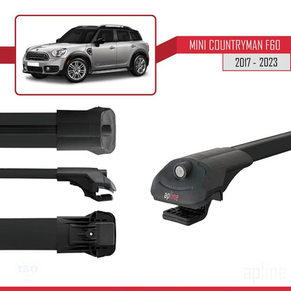 Compatible with Mini Countryman 2 (F60) 2017-2023 ACE-1 Car Roof Rack Cross Bar Black Aluminium 3 Bars