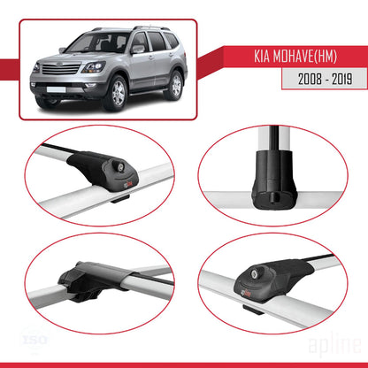 Compatible with Kia Mohave (HM) 2008-2019 ACE-1 Car Roof Rack Cross Bar Grey Aluminium 3 Bars