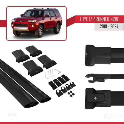 Compatible with Toyota 4Runner (N280) 2010-2024 Fly Model Car Roof Rack Cross Bar Black Aluminium 2 Bars