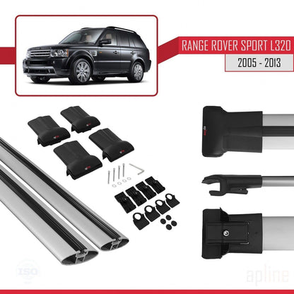 Compatible with Land Rover Range Rover Sport (L320) 2005-2013 Fly Model Car Roof Rack Cross Bar Grey Aluminium 2 Bars