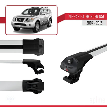 Compatible with Nissan Pathfinder 3 (R51) 2004-2012 ACE-1 Car Roof Rack Cross Bar Grey Aluminium 2 Bars