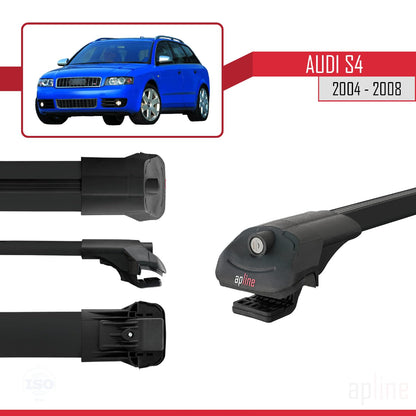 Compatible with Audi S4 2004-2008 ACE-1 Car Roof Rack Cross Bar Black Aluminium 3 Bars