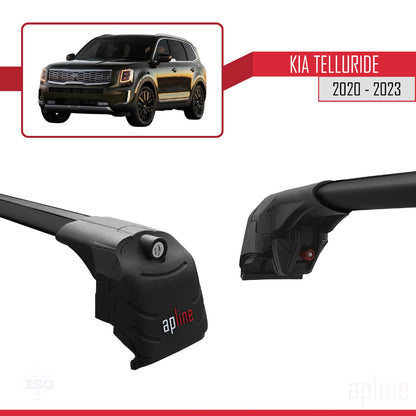 Compatible with Kia Telluride 2020-2024 ACE-2 Car Roof Rack Cross Bar Black Aluminium 2 Bars