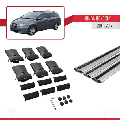 Compatible with Honda Odyssey 2011-2017 Fly Model Car Roof Rack Cross Bar Grey Aluminium 3 Bars