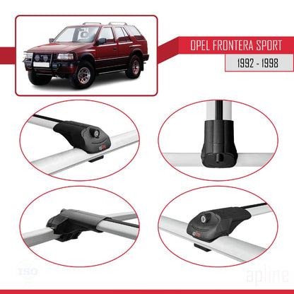 Compatible with Opel Frontera Sport 1992-1998 ACE-1 Car Roof Rack Cross Bar Grey Aluminium 2 Bars