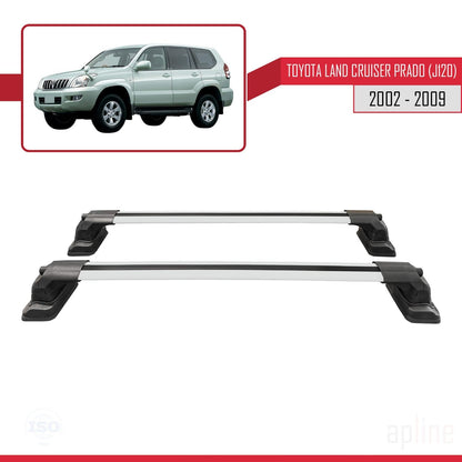 Compatible with Toyota Land Cruiser Prado (J120) 2002-2009 ACE-3 Car Roof Rack Cross Bar Grey Aluminium 2 Bars
