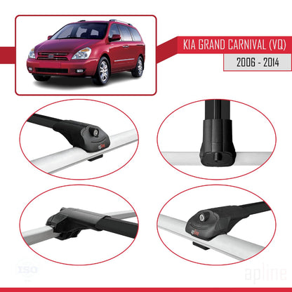 Compatible with Kia Grand Carnival 2 (VQ) 2006-2014 ACE-1 Car Roof Rack Cross Bar Black Aluminium 2 Bars